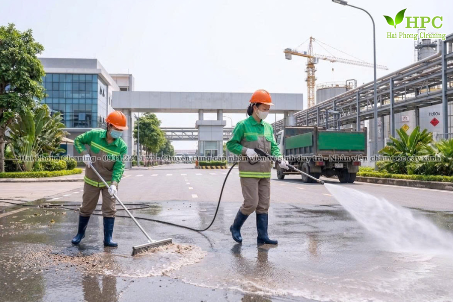 Vệ sinh đường bằng máy phun áp lực