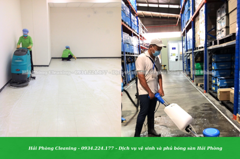 Thực hiện vệ sinh phủ bóng sàn nhựa Vinyl