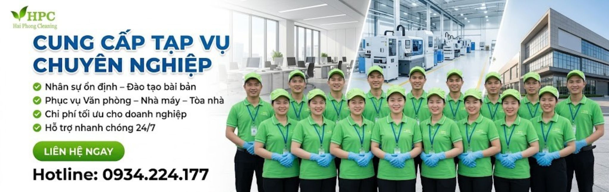 Dịch vụ cung cấp tạp vụ chuyên nghiệp cho văn phòng và nhà máy