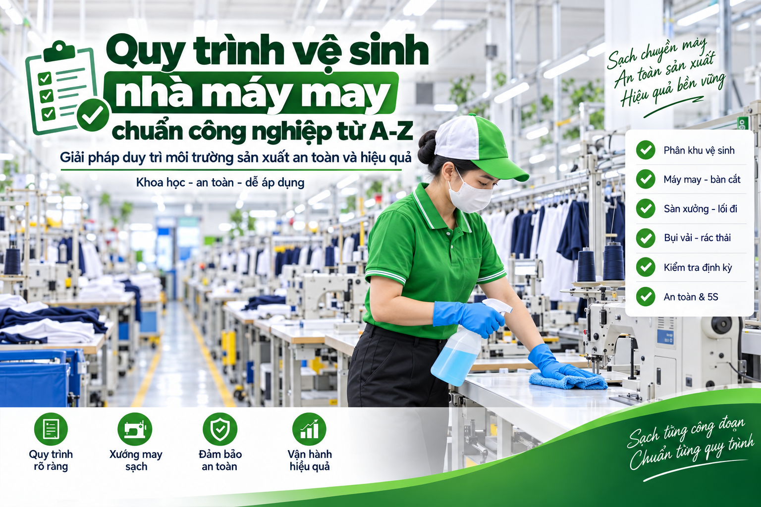 quy trình vệ sinh nhà máy may chuẩn công nghiệp từ a-z
