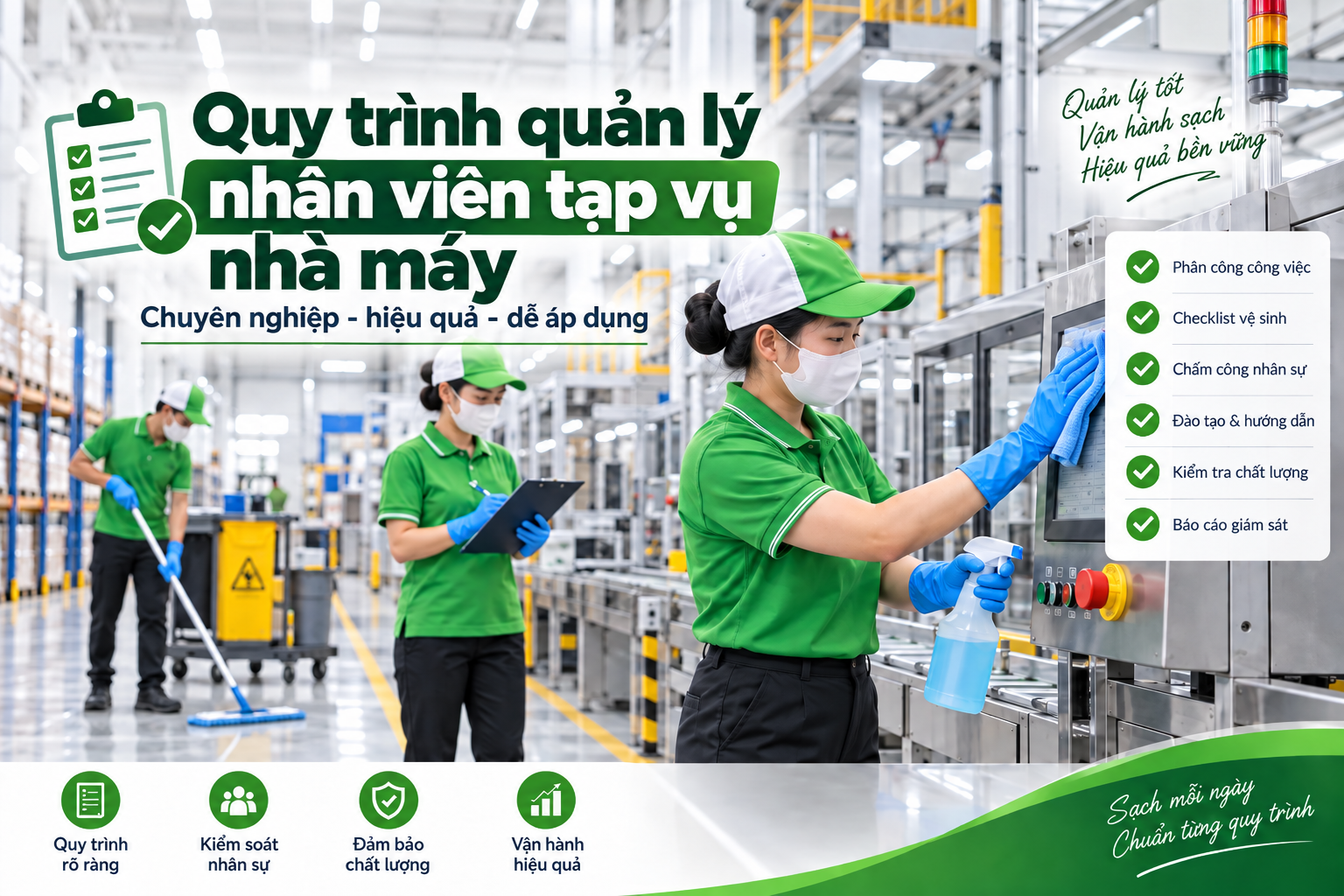 Quy trình quản lý nhân viên tạp vụ nhà máy chuyên nghiệp, hiệu quả